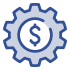 Gear with dollar sign icon illustration